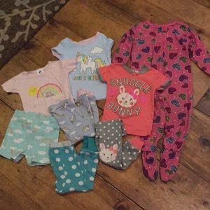 8 Pcs Pajamas Footed, Shorts, Pants, Rainbow 24m